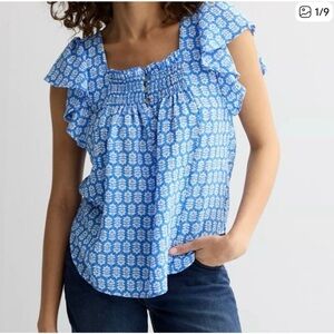 Draper James flutter sleeve smocked top sky blue